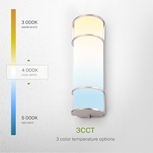 Image of ASD LED 18 inch Vanity Flush Mount Light Fixture, Linear Bathroom Lighting Bar | 3CCT, Dimmable, ETL Listed | 20W 2300LM 3000-5000K 100-277V | Long Tube Bath Wall Sconce Over Mirror | Nickel, 4 Pack