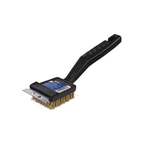 Quickie Grill Scrubbing Brush, Black, Crimped Bristles for Grill Cleaning with Scraper for Grill Grime