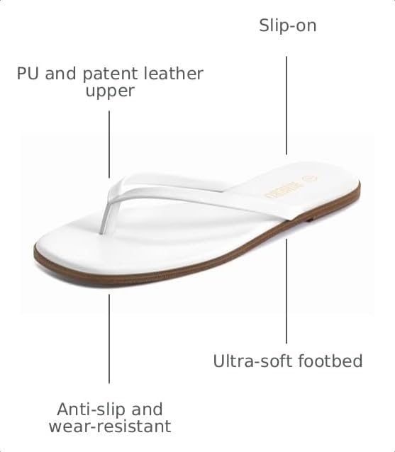 Image of Rihero Women's Square Toe Flip Flops Thong Flat Sandals