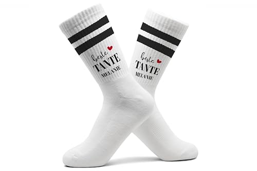 Tennissocken Beste Tante Socken Tanten Geschenk Geburtstag I Tennissocken für Tanten mit Name - 42-46 - Schwarz - geburtstagsgeschenk personalisierte sportsocken herren familien geschenke tennis
