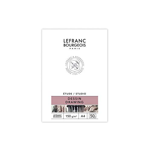 Lefranc Bourgeois 301334 Studio Zeichenblock 50 Blatt - A4, gebunden,150 g/m², feinkörnige Oberfläche zum Zeichnen mit Bleistiften, Kreide, Kohle und anderen Trockentechniken