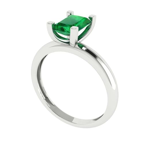 1.1 ct Emerald Cut Solitaire Emerald Classic Art Deco Bridal Wedding Statement ring Solid 18K White Gold for Women2