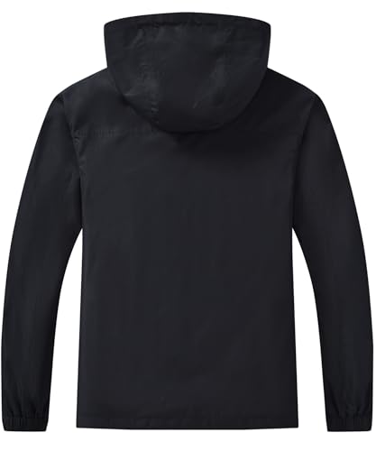 Huayuzh Regenjacke Herren Wasserdicht Leichte Regenmantel Camping Wandern Atmungsaktiv Packbare Softshelljacke mit Kapuze Schwarz M