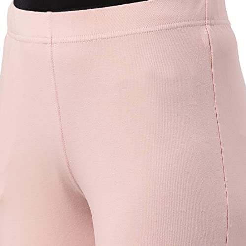 Image of GO COLORS Women Solid Baby Pink Mid Rise Regular Fit Cotton Kurti Pants