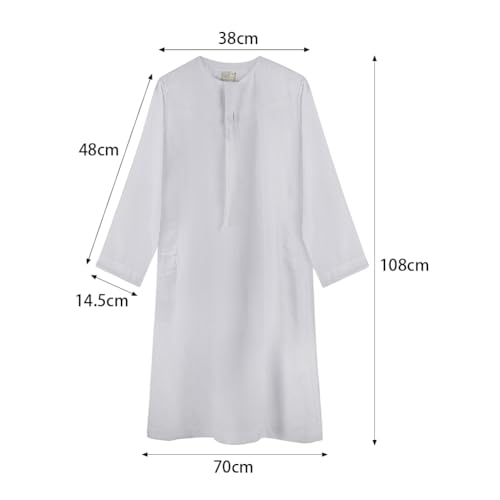ITODA Embroidered Muslim Arabic Thobe Long Sleeve Kaftan Islamic Ramadan Prayer Robe2