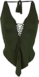 GURU SHOP Goa Top, Psytrance, Bandeau Top, Neckholder Top - Grün, Damen