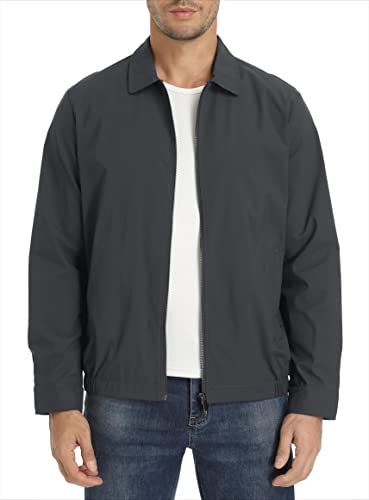 Crysully Men's Bomber Long Sleeve Jacket Athletic Full Zip Varsity Jackets Stretch Dark Grey #TOP1