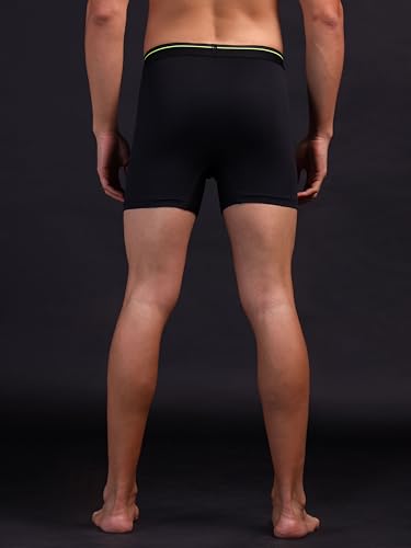 Image of TECHNOSPORT Men's Colorblock Trunks Underwear with ElastoLITE 4 Way Stretch Lightweight Breathable Moisture Wicking Soft Anti Odour Anti Microbial UPF 50+ Comfort Fit Boxer Briefs Innerwear for Men