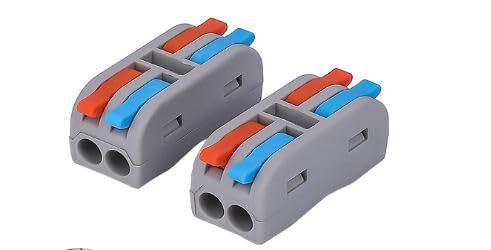 2 in 2 Out Mini Compact Wire Connectors, Lever Nut Wire Splice Connectors for Wire Splices Soft Hardwire Connector Kit 250V 32A Multicolor. (10)