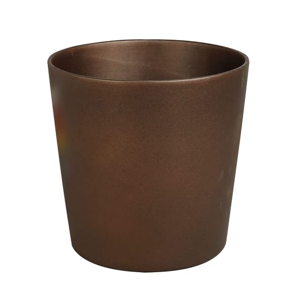 SMPLY. Macetero Decorativo de Cerámica Redondo para Plantas Interior y Exterior Ideal para Terrazas y Jardínes 12 x 12 cm Marrón