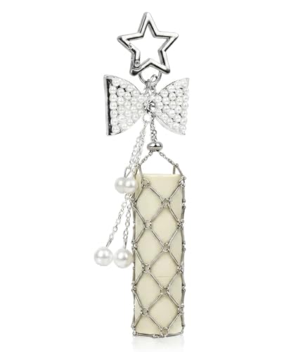Image of Lipstick Keychain, Convenient Lipstick Holder Keychain, Durable Mesh Pouch Design for Lip Care Essentials