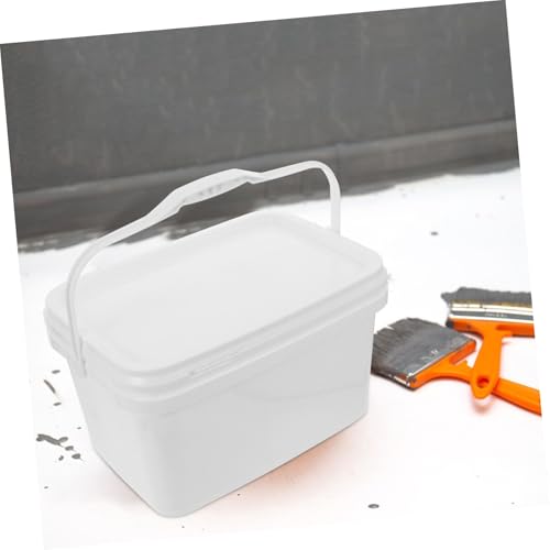 Cubo de pintura blanca rectangular con tapa y mango para barnices 8