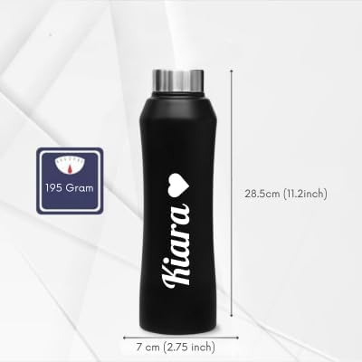 Image of CASPIAN / / / Vibe Customised Stainless Steel Water Bottle 1L, Religious Symbol Print with Name - Spiritual Personalised Bottle for Temple, Office, Yoga & Corporate Gifting (Black)
