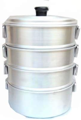 Zmatoo Aluminum 3 Tier Steamer Small 500 ml Each Strainer Cooking appliances Tamale Steamer Diameter 8 Inch | 3.5 Inch Depth Each Strainer