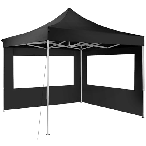 tectake® Alu Pavillon 3x3, Faltpavillon klappbar, wasserdicht, Partyzelt mit 2 Seitenwänden, inkl. Spannseile, Heringe und Tasche, Überdachung Balkon, Terrasse, Garten Pavillion - schwarz tectake® Alu Pavillon 3x3, Faltpavillon klappbar, wasserdicht, Partyzelt mit 2 Seitenwänden, inkl. Spannseile, Heringe und Tasche, Überdachung Balkon, Terrasse, Garten Pavillion - schwarz