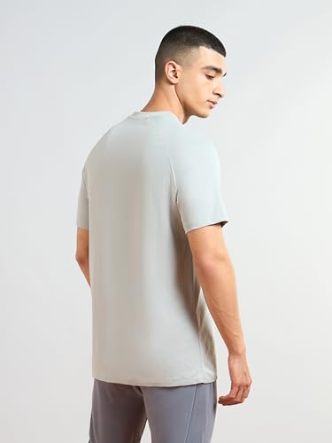 Image of TECHNOSPORT Men's Solid T-Shirt COTFLEX Quick Dry Slim Fit Round Neck Sports Tee for Gym Running Casual Wear UPF50+ Anti Odour