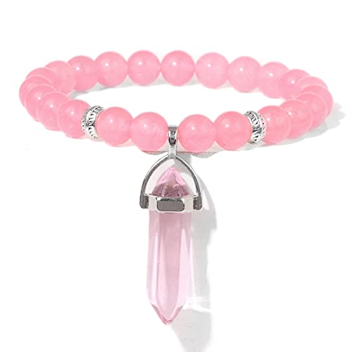 Bracelet en pierres naturelles de cristal rose 8mm contre le stress quotidien