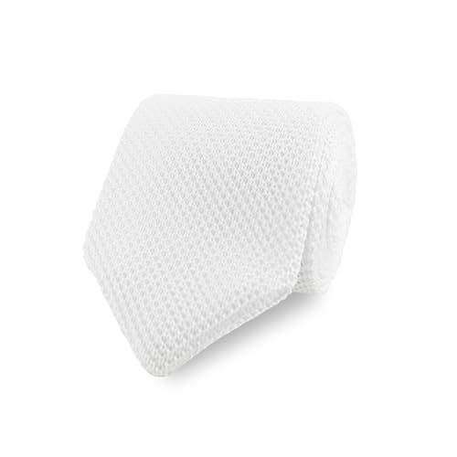 THE GENTS LAB - Herr diamantände stickad slips tillverkad av 100 % mjuk polyester | Över 20 färger, Vitt, Length: 150cm Width: 7cm