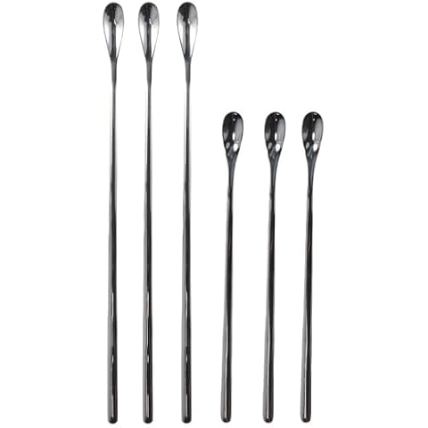 hobbyme Set of 6 Long Stainless Steel Cocktail Stirrers with Thick-handle for Stirring Cocktail Drink Swizzle Stick Beverage Coffee, Stirring Spoon- Tiny Salt Condiment Spoon,7.6in&10.3in Cover