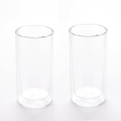 Image of UMAI Double Wall Borosilicate Glass Coffee Mug (Set of 2) 250ml | High Thermal Resistance | Microwave & Dishwasher Safe | Gifting Pack for Friends /Family /Couples | Transparent Tea Cups Saucers.