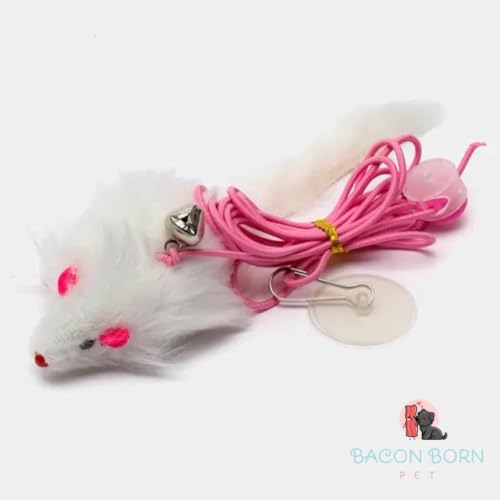 Brinquedo Interativo Gato El´stico Divertido Fixa Na Parede Teto Porta Guizo (Ratinho Branco)