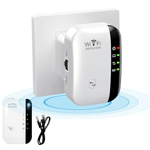 WiFi Extender Booster,WiFi Signal Booster,Internet Coverage Up to 3000 Sq.Ft! Works with 45+ Devices & Features Easy Setup,2.4GHz Band WiFi Extender, and LAN Port (White)
