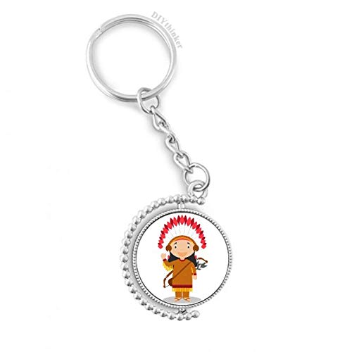 Llavero rotatorio con anillo de cadena y motivo de tribu aborigen americana