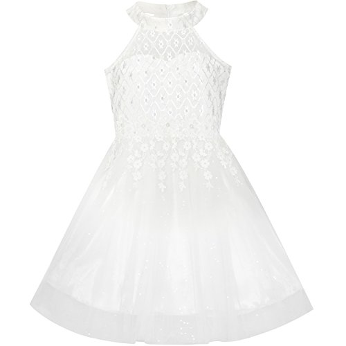 Sunny Fashion Flower Girls Dress Lace Sequins Sparkling Wedding Bridesmaid