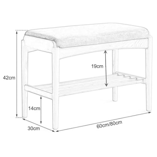 Banc à chaussures en bois massif rectangulaire avec assise moelleuse pour entrée - 4