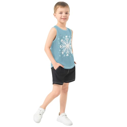 Boys Tank Top Shirts Winter Snowflake Floral Sleeveless T-Shirts Crew Neck for Kids Clothing Children4