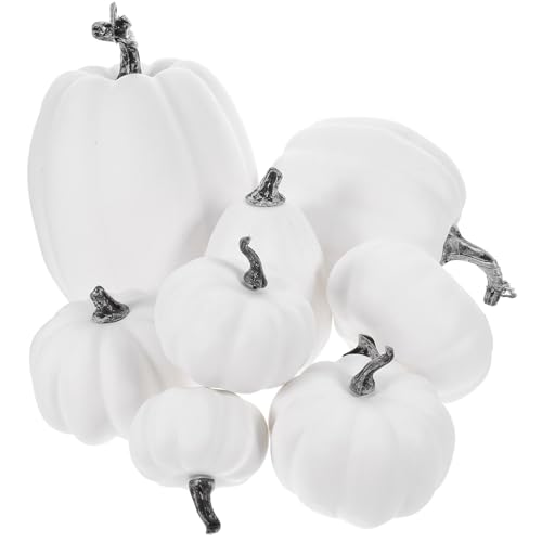 Vaguelly 8pcs Ornament Decor Models Pumpkin Statue Halloween Pumpkin Prop Artificial Pumpkins Artificial Pumpkin Props Small Pumpkins Halloween Centerpiece Foam Reward White Mini