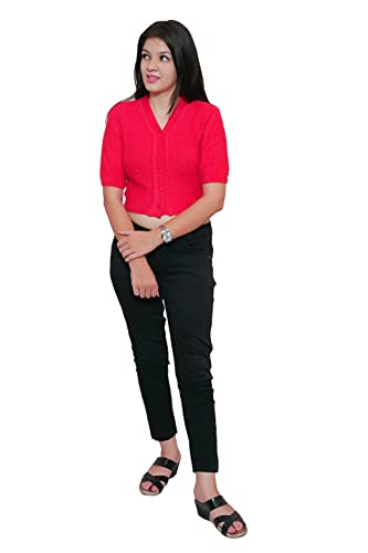 Image of Women's Hosiery Woolen Solid Half Sleeve Sweater Blouse