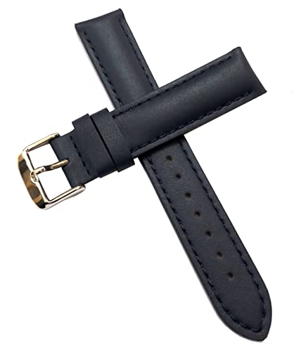 21mm Genuine Leather Watch Band Strap Fits DS Podium Chronograph Chronometer Black With Black Stich Silver Buckle