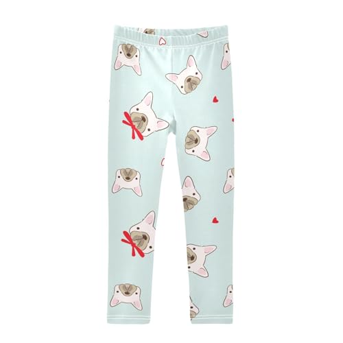 Bow Tie Puppy Girls Leggings,Workout Leggings for Girls Toddler Athletic Legging Size for 3-10T