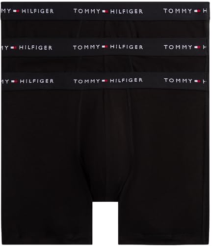 Thumbnail - Tommy Hilfiger Herren 3er Pack Boxershorts Briefs mit Logobund, Schwarz (Black/Black/Black), M