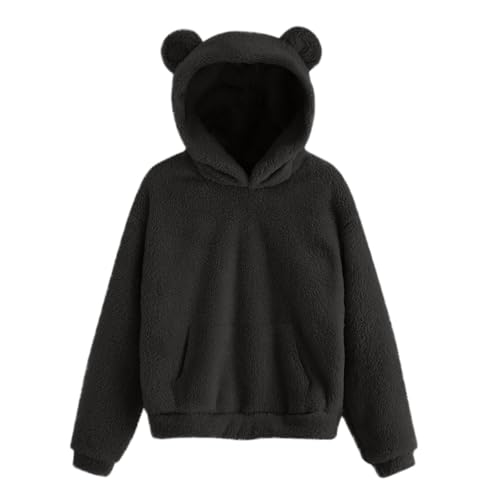 Uillui Girls Teddy Bear Hoodie Fuzzy Fleece Pullover Hoodies Cute Ears Sweatshirt Winter School Casual Loose Outwear Sweater