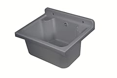Negrari Lavandino Pilozzo a Muro in Resina PP, Resistente agli acidi di uso comune, Resistente all'umidità, Kit di scarico e di fissaggio inclusi, Interno e Esterno, L42 x P34 x H21 cm, Grigio Cemento