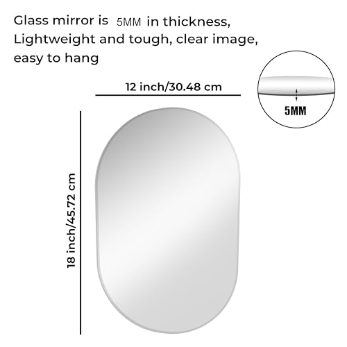 Image of Rousrie Frameless Wall Mirror for Bathroom, Glass, Modern, Clear, Wall Mount, 45 x 30 cm (1, Capsule)