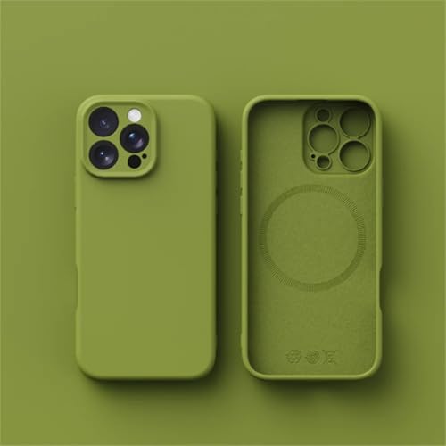 Coque silicone liquide iPhone 13 Pro étui chargement sans fil vert coque lisse antichoc