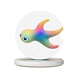Posavasos de cerámica para coche (paquete de 2) con diseño de peces de ojos grandes de HHGFASD Starry Sky que absorbe la humedad, son antideslizantes y fáciles de limpiar para coches, camiones y