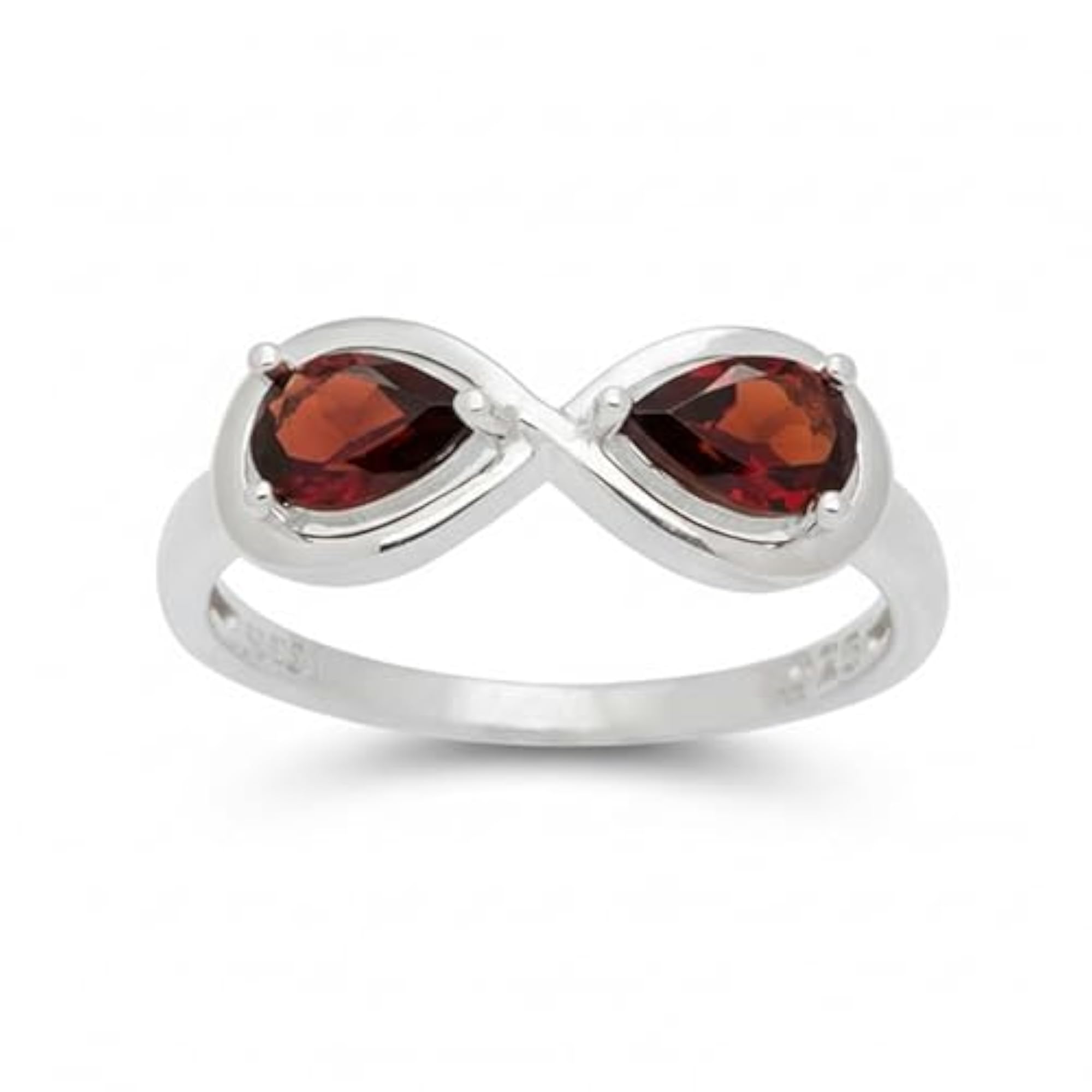 Women's 925 Sterling Silver Ring with Natural Garnet Stone, Valentine's Gift
