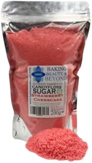 Baking Beauty and Beyond Premium Candy Floss Sugar 200g - Strawberry- Cheesecake Flavour