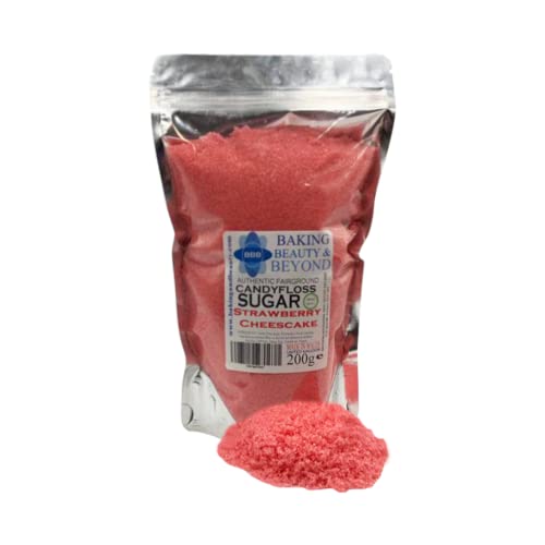 Baking Beauty and Beyond Premium Candy Floss Sugar 200g - Strawberry- Cheesecake Flavour