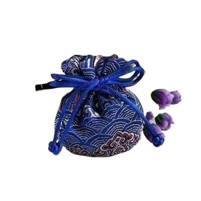 SAJMAKUWLA Seidentaschen, Seidenbrokat-Schmuckaufbewahrungstasche mit Kordelzug, Mehrfarbig, mehrere Größen, 5 Stück(Blue Wave (5pcs))