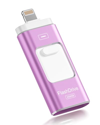 Image of Apple MFi Certified 256GB Flash Drive for iPhone Thumb Drive Photo Stick, USB Memory Stick iPhone Flash Drive for Photos Videos, High Speed Jump Drive Compatible for iPhone /iPad /Android /PC (Purple)