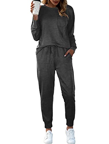 Image of Bofell Lounge Sets for Women 2 Piece Fall Outfits 2023 Fashion Trending Now Sweatsuits Tracksuits with Pockets Loose Fit