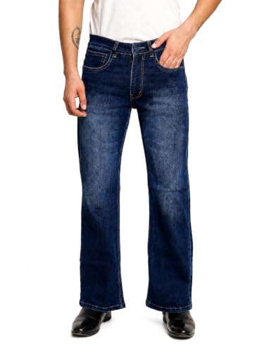 Image of Men's Bootcut Denim Pants || Men's Bell Bottom Jeans || Wide Leg Flared Jean's for Men || High Waist Stretchable Retro Fit || Cotton Jean for College Casual