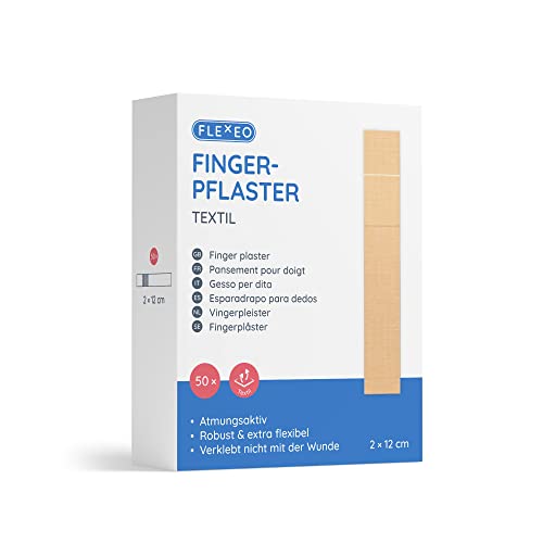 Fingerpflaster lang - in Textil 2cmx12cm - 50Stk - beige - Fingerstrips lang - Pflasterbox - Wundpflaster - Pflasterstrips