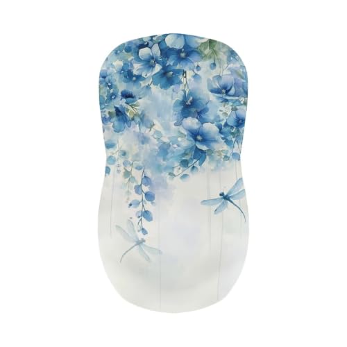 Image of Blue Flowers Bar Chair Stool Cover 2 Pack Stretch Chair Slipcover for Counter Height Bar Stool Anti-Scratches Spills Chair Covers