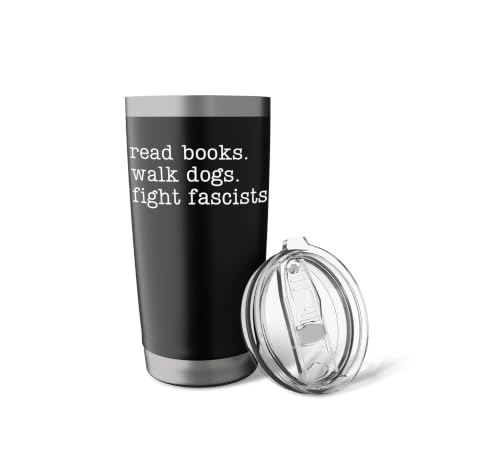 Read Books Walk Dogs Fight Fascists Gobelet isotherme en acier inoxydable double paroi – vue 5